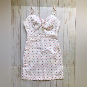 White Dress with Pink Polka Dots